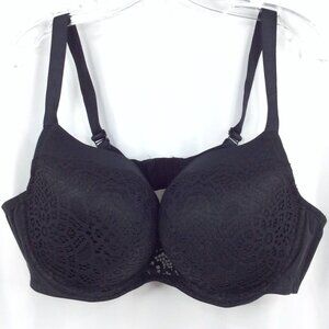 Auden Lightly Lined Underwired Bra 44D Black Lace Back Closure